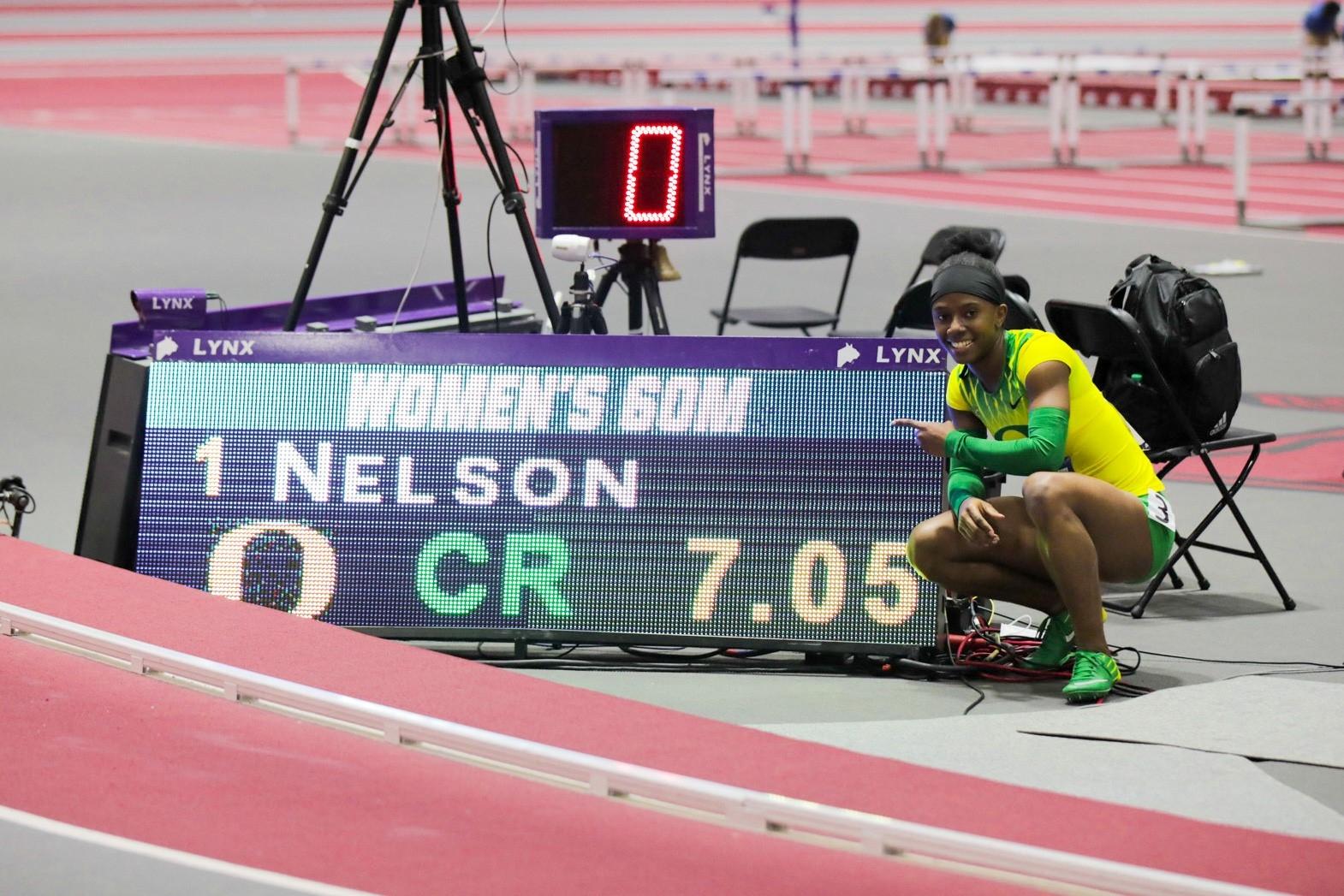 Kemba Nelson set a collegiate record in the women's 60M 