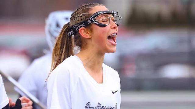 UIndy cheers after capturing the No. 1 spot in DII women's lacrosse. 