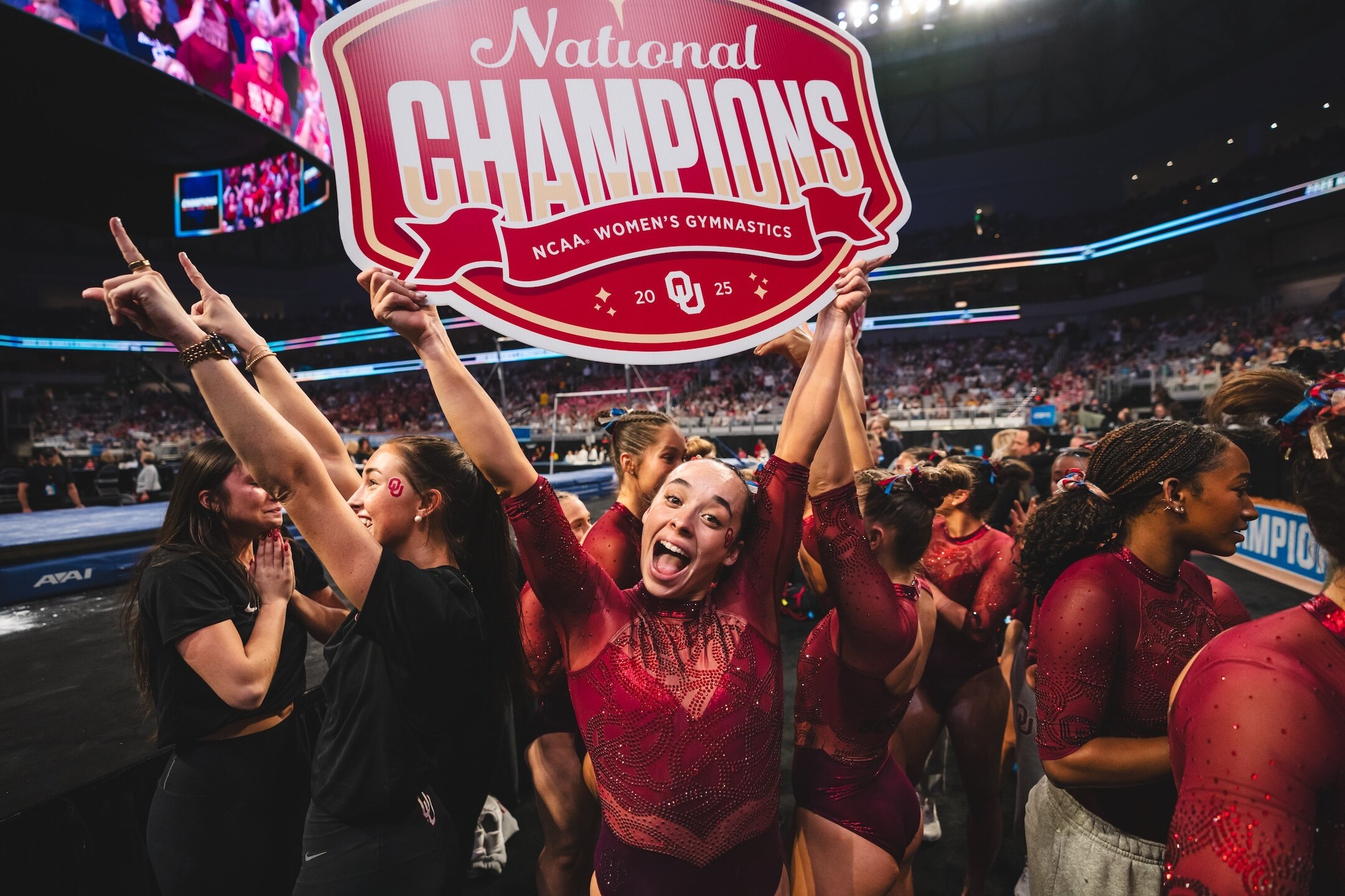 Oklahoma claimed its seventh program title at 2025 NCAA women's gymnastics national championship.